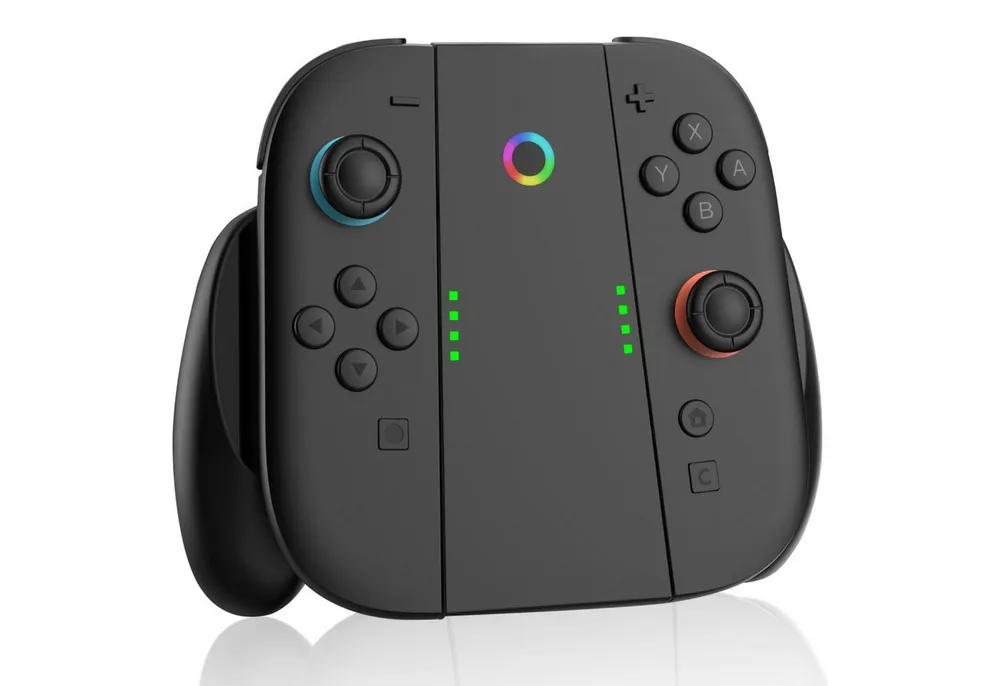 Forrlite Ladegriff für Switch 2 Joycons, Magnetischer Griffcontroller Ladegerät Zubehör Nintendo (Ladegriffständer mit LED-Anzeige, Tragbares Ergonomisches Design Verschleißfeste Komfort Griff, Switch 2 Konsole JoyCon Controller, Spielen während des Ladevorgangs)