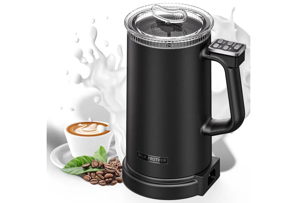 Forrlite Milchaufschäumer elektrischer Milchaufschäumer, 5-in-1 Milchaufschäumer Elektrisch, 1500 W, 350ml Milchschäumer für Heißer und Kalter