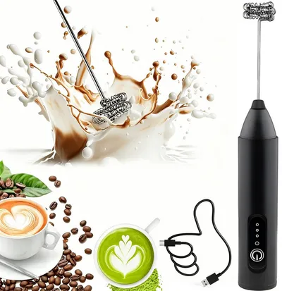 Forrlite Milchaufschäumer Milchaufschäumer Stab/Milchschäumer Elektrisch tragbarer mit Standfuß, Kaffeebesen batteriebetriebener für Latte, Matcha-Tee, Cappuccino