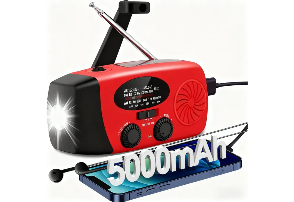 Forrlite Notfallradio, Solar Radio, Tragbares Radio, AM/FM/NOAA Kurbelradio Notfallradio (Led Taschenlampe, SOS-Alarm, handy ladefunktion, für Camping, Ourdoor)