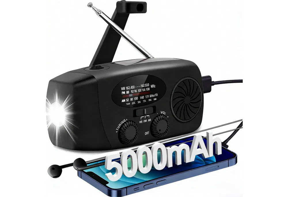 Forrlite Notfallradio, Solar Radio, Tragbares Radio, AM/FM/NOAA Kurbelradio Notfallradio (Led Taschenlampe, SOS-Alarm, handy ladefunktion, für Camping, Ourdoor)