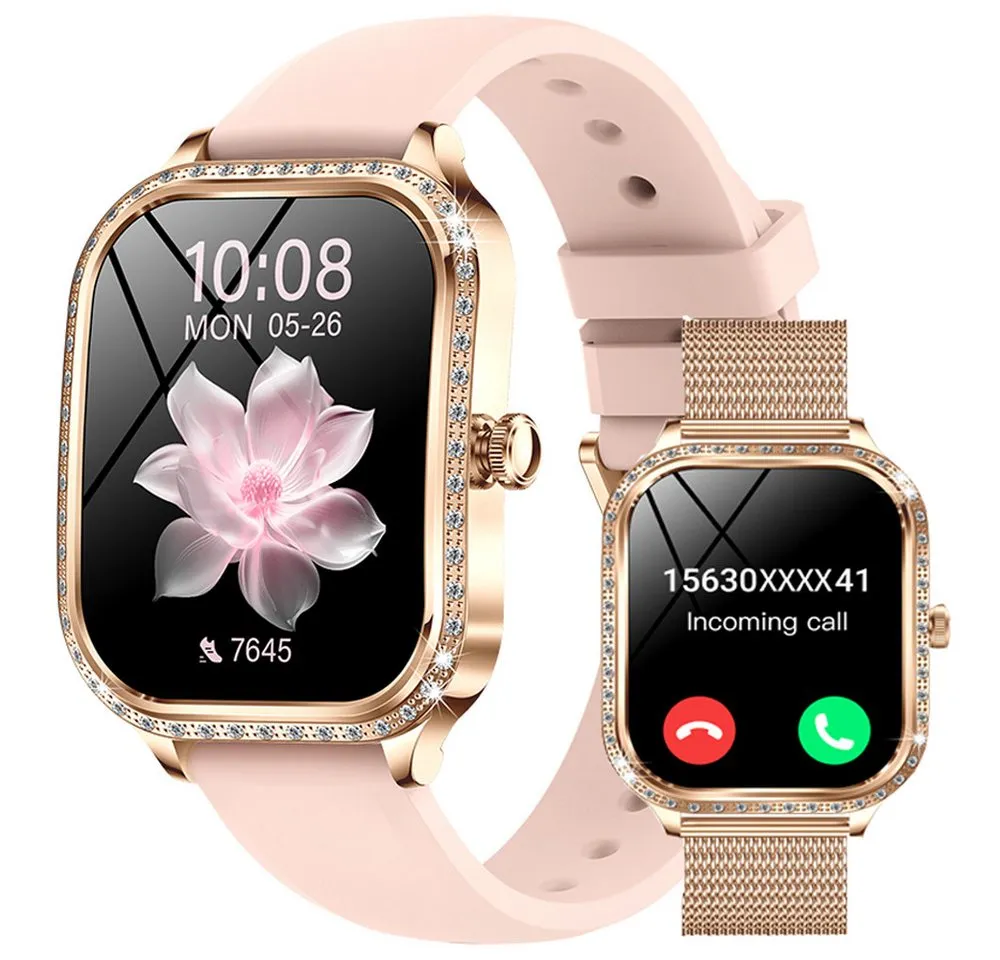 Forrlite Smartwatch Damen, Neueste Fitness Uhr mit Anruffunktion Smartwatch (4,45 cm/1,75-Zoll-TFT-LCD-Touchscreen Zoll) IP68 Wasserdicht,Uhren Watch für Android IOS, Fitnessuhr Tracker mit Pulsmesser Schrittzähler Schlafmonitor