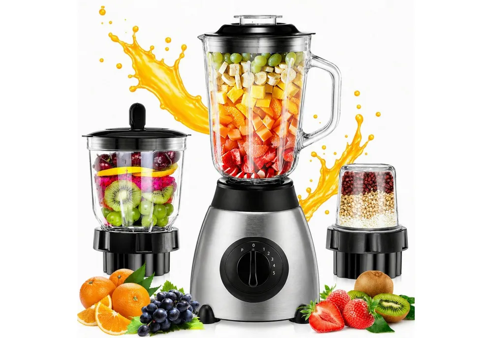 Forrlite Standmixer 2026 Neu Standmixer,Mixer VitaBoost,Edelstahl Silber Glas Smoothie, 1500 W, Maker,Milchshaker Blender 1,5 L,Eiscrusher,6-Klingen für Ice Püree