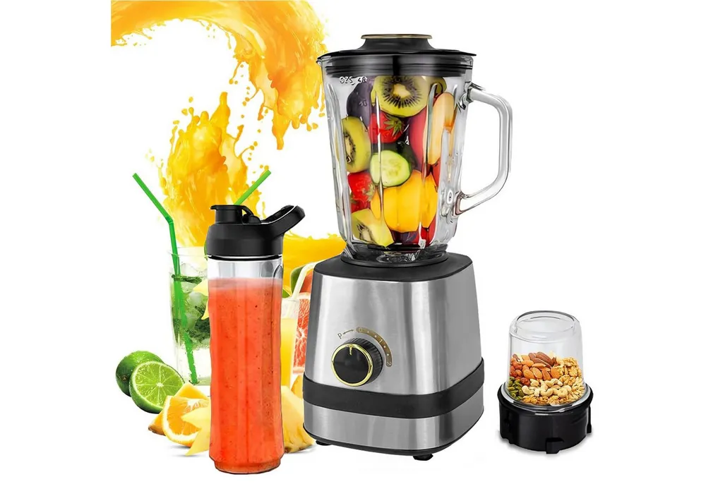 Forrlite Standmixer 3-in-1 Standmixer Mixer Smoothie Maker mit 1,5 L Mixbehälter, 600 W, Standmixer Hochleistungsmixer mit 6 Klingen