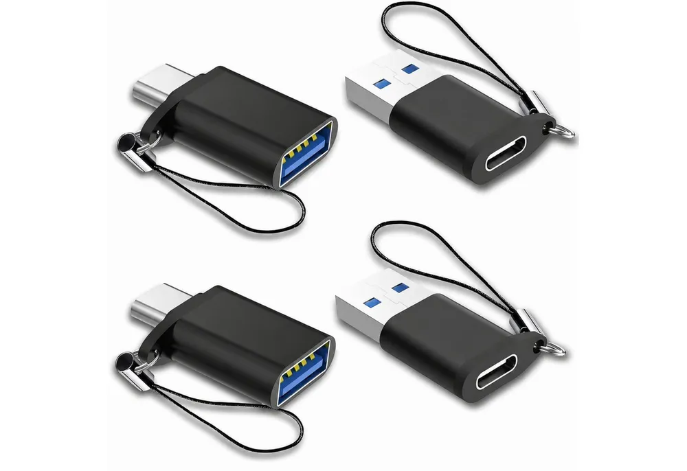Forrlite USB C Adapter 10Gbps 4 Stück, USB auf Typ C 3.2 Adapter (2 Pack) USB-Adapter Typ C auf A Stecker (2 Pack), USB Adapter Kompatibel mit iPhone 17 zu Galaxy Laptop MacBook Pro Neo Air iPad PC Hub usw