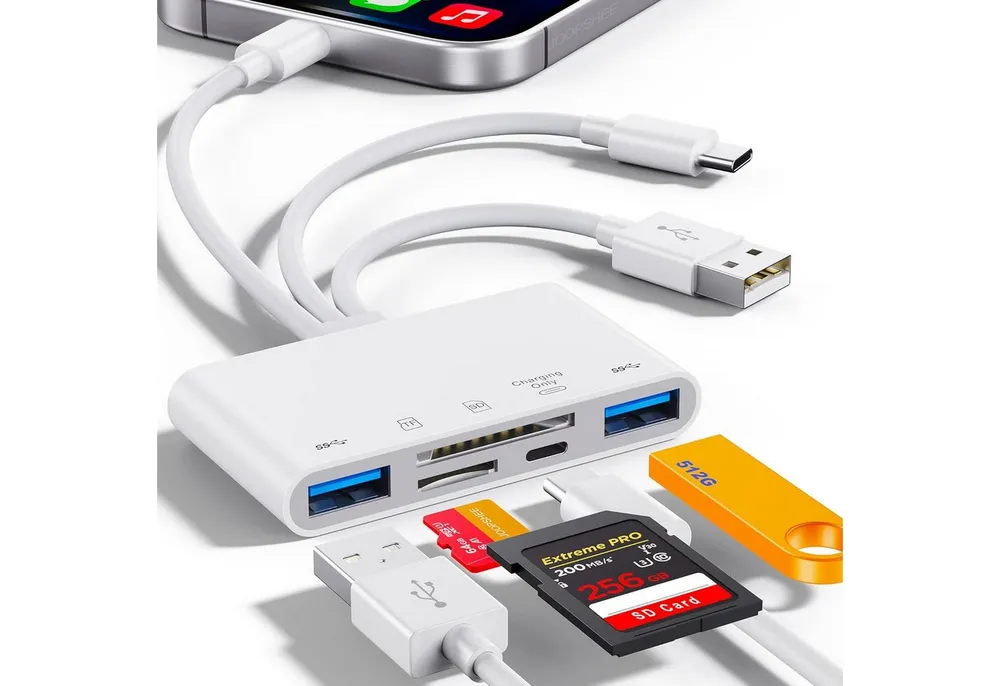 Forrlite USB-C Hub 5-IN-3 Adapter, USB SD Kartenleser für iPhone iPad USB-Adapter