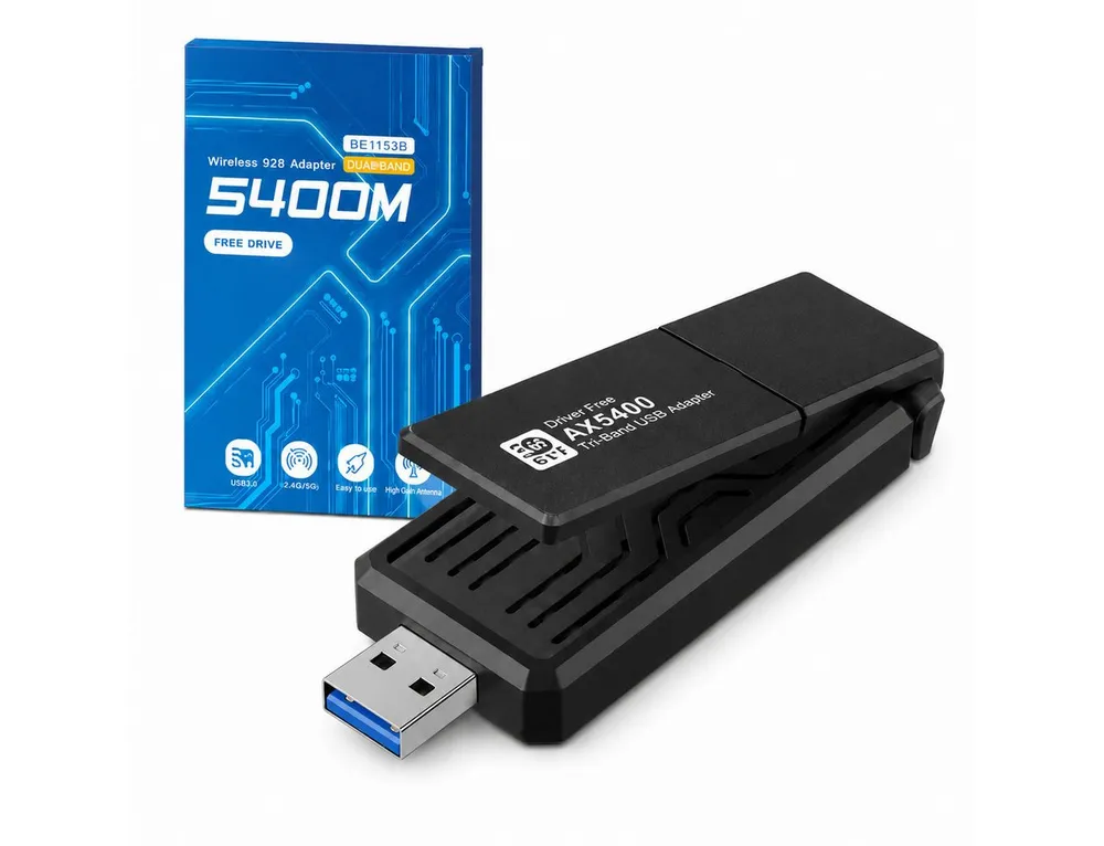 Forrlite WLAN-Stick AX5400 WLAN Adapter PC WiFi 6 Dualband,WLAN Stick für PC, 5GHz/2,4GHz mit Dual-5dBi-Antennen, WPS & Plug Play für Windows 10/11