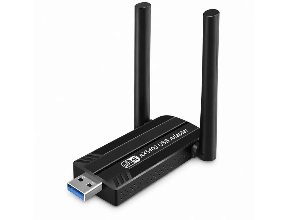 Forrlite WLAN-Stick AX5400 WLAN Adapter PC WiFi 6 Dualband,WLAN Stick für PC, 5GHz/2,4GHz mit Dual-5dBi-Antennen, WPS & Plug Play für Windows 10/11