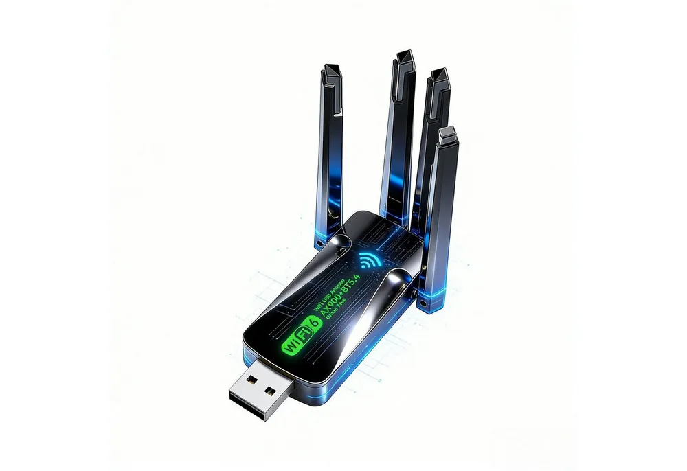 Forrlite WLAN-Stick WiFi 6 & Bluetooth 5.4 Stick, 1800Mbps Dual-Band WLAN Adapter, 4 Antennen, Plug & Play für Windows 10/11