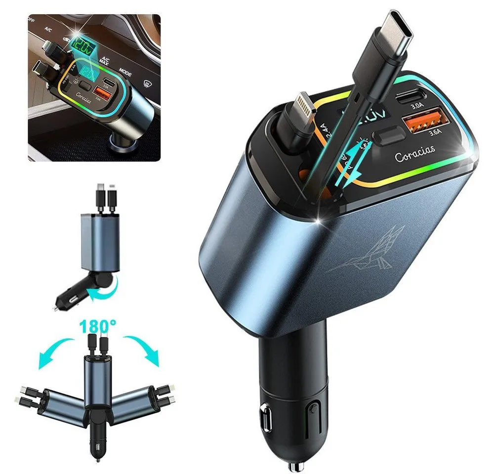 Forrlite Zigarettenanzünder USB C Auto Ladegerät USB-Ladegerät (Handy Schnellladegerät USB Zigarettenanzünder Adapter Kompatibel mit iPhone 16/16 Pro Max/15/14/13/12/11/AirPods/Galaxy S24/S23/S22/Google Pixel9/8/7)