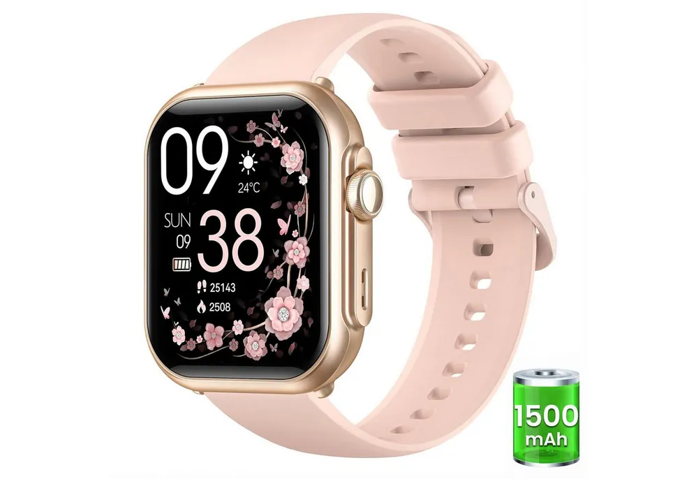 FOSMET 2026 1500mAh Akku Smartwatch Herren Damen 1.83 " AMOLED Display Smartwatch (4.65 cm), Herzfrequenz-/Blutdruck-/SpO2-/Schlafüberwachung für Android und iOS