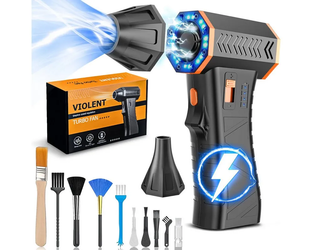 FOSMET Handstaubsauger Electric Air Duster 300000 RPM Super Power Staubgebläse Druckluftspray, 200 W, Beutellos, Elektrischer Luftbläser mit 4-Stufen 300000 U/min Ergonomischer Griff