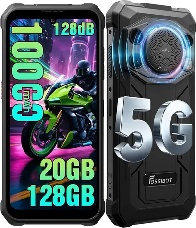 Fossibot F110Pro 5G Android 15, 128 dB Lautsprecher 10000mAh Handy Ohne Vertrag Smartphone (17,1 cm/6.745 Zoll, 128 GB Speicherplatz, 50 MP Kamera, 6.745" Smartphone, 20 GB+128 GB/2TB, 50 MP Kamera (5G)