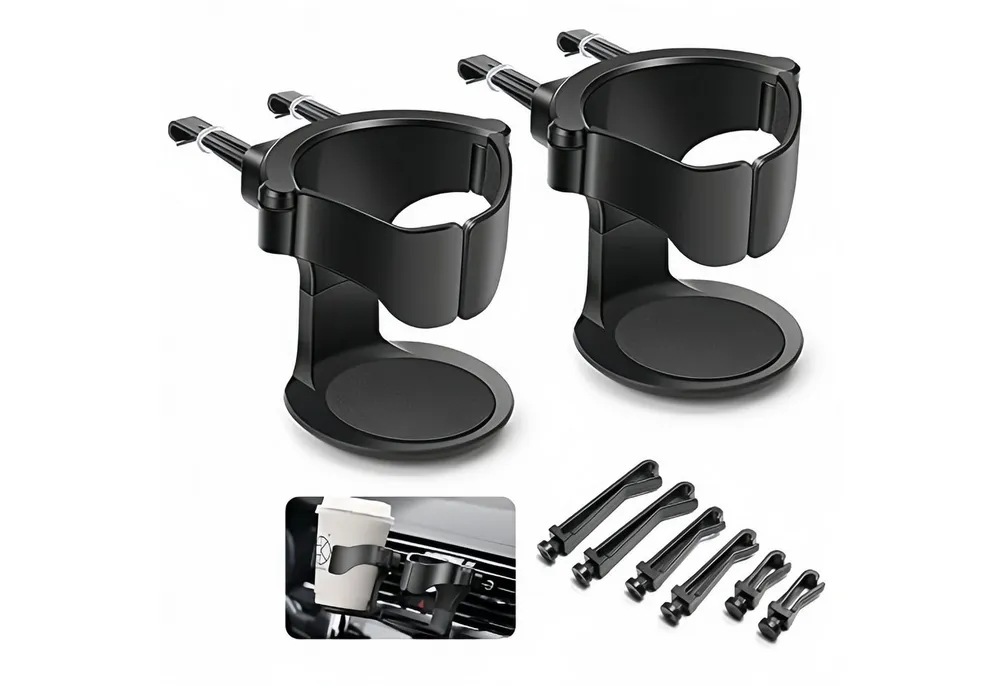 FOUORTUNATE-BEE Halterung Auto Getränkehalter 2er Set – Verstellbarer Becherhalter für Lüftung, (Universeller Auto-Becherhalter für Dosen, Flaschen & Kaffeebecher)