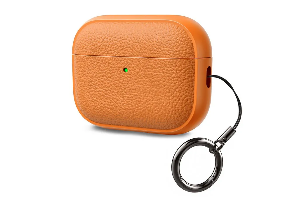 FOUORTUNATE-BEE Kopfhörer-Schutzhülle für AirPods Pro 3 Hülle Soft TPU Hülle mit Handschlaufe, Leder-Touch-Design, Baumtextur Airpods Pro 3 Case