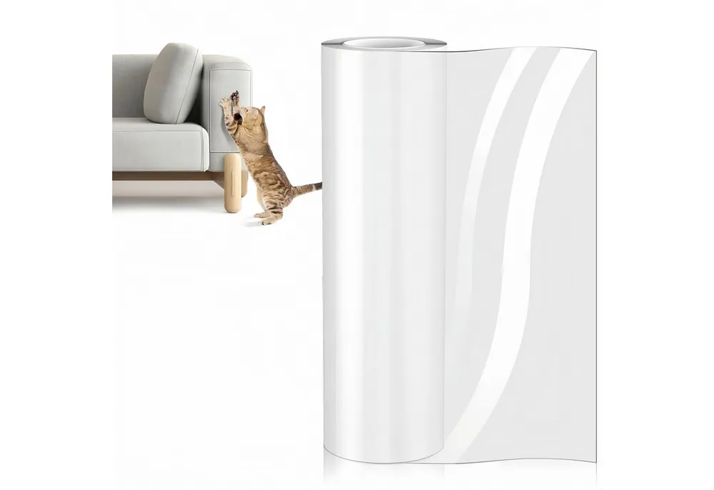 FOUORTUNATE-BEE Schutzfolie Transparente Katzen-Kratzschutzfolie selbstklebend, 30 cm × 5 m, Kratzschutz für Sofa, Wand und Tür – Schutzfolie für Möbel