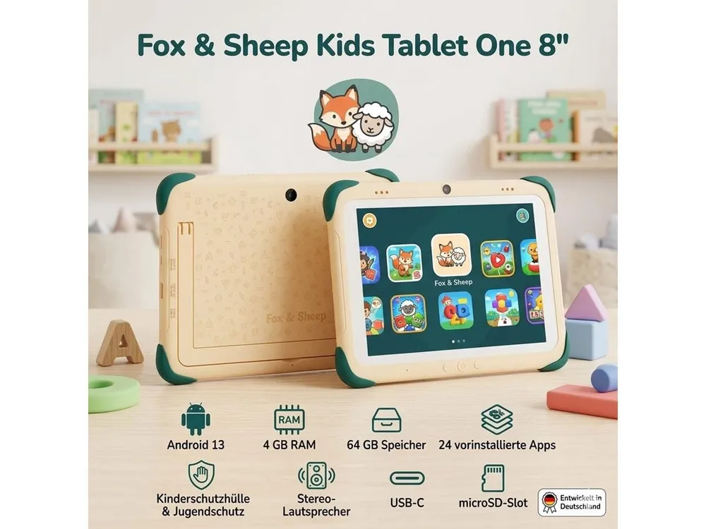 Fox & Sheep Kids Kinder Tablet Tablet (8", 64 GB, Android 13)