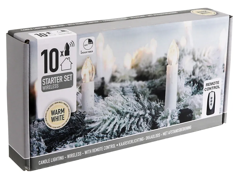 LED-Baumkerzen, 10er Set, kabellos mit FB, Timer