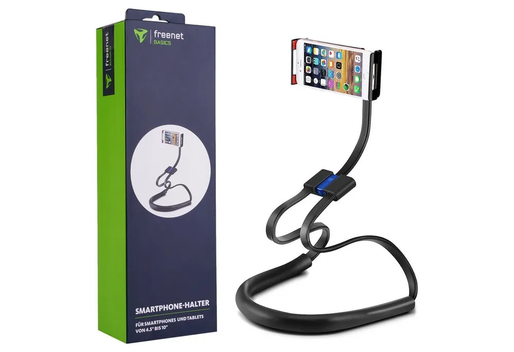 freenet TV Tablet-Halterung Basics Handy-Halterung Nackenhalterung, (Hals Halter Smartphone Tablet POV VLOG Selfie Bett 360-Grad)