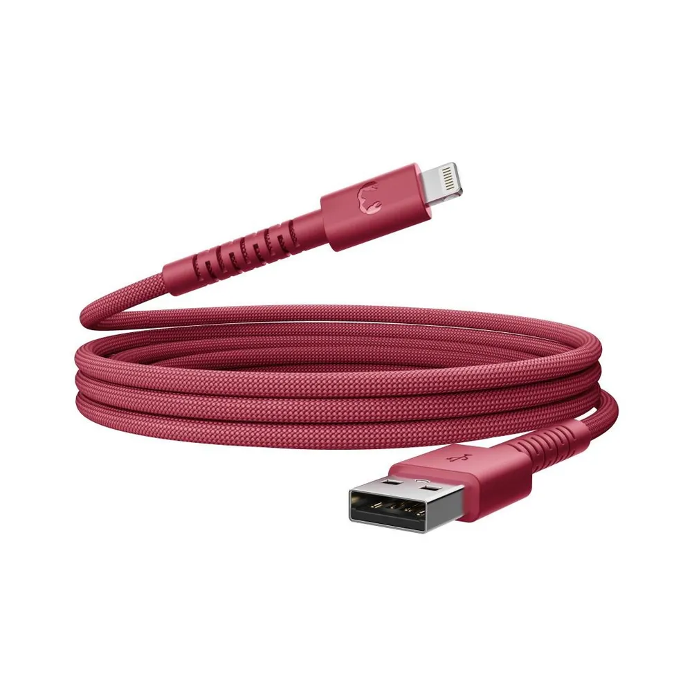 "USB-A zu Lightning silicone geflochtenes Kabel ""FlexWave"" 2m, Berry Red (00231882)"