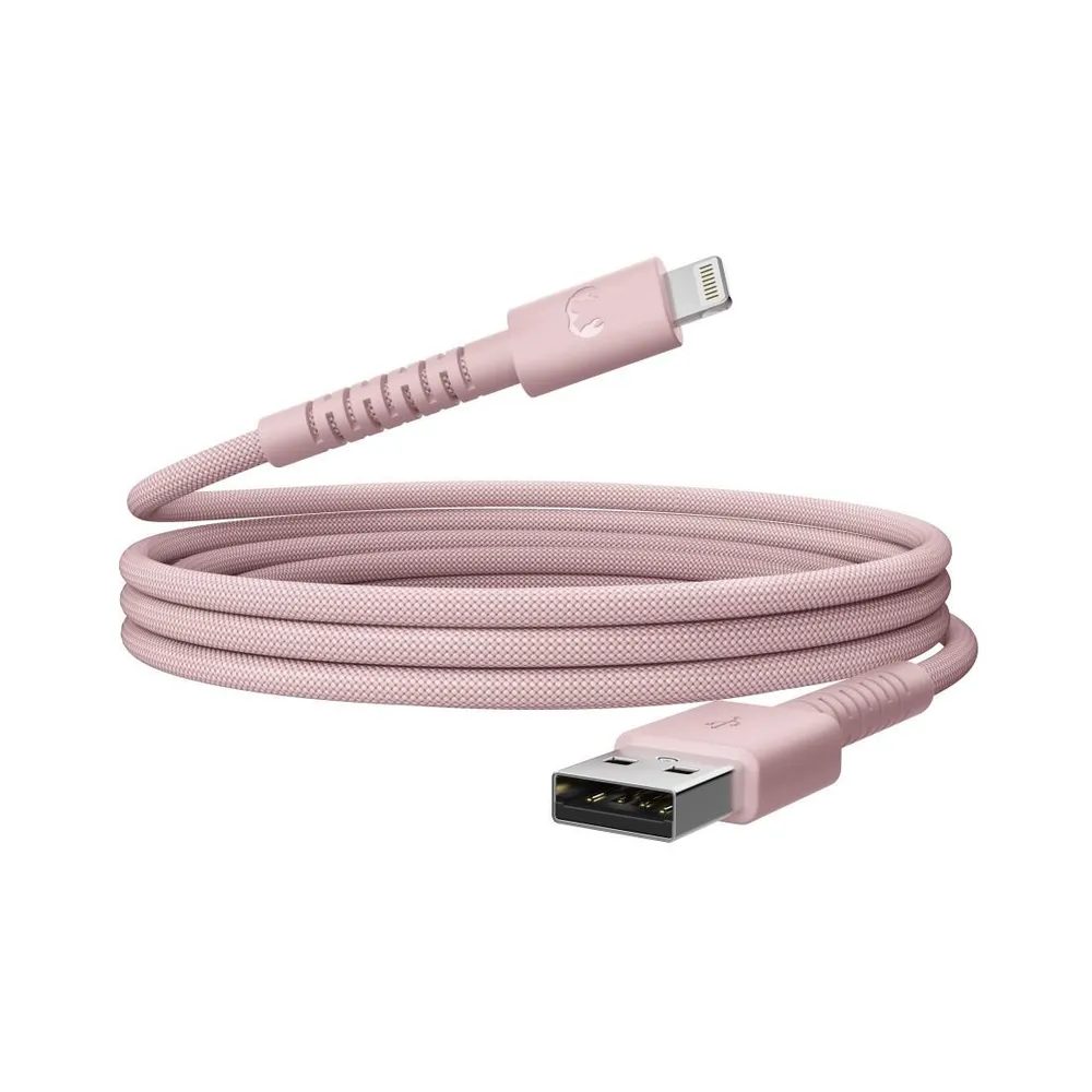 "USB-A zu Lightning silicone geflochtenes Kabel ""FlexWave"" 2m, Pastel Pink (00231878)"