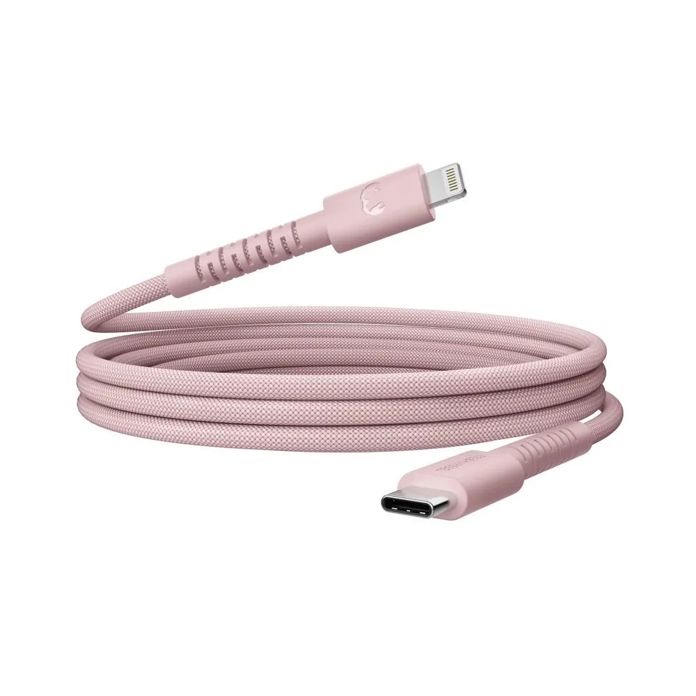 "USB-C zu Lightning silicone geflochtenes Kabel ""FlexWave"" 2m, Pastel Pink (00231906)"