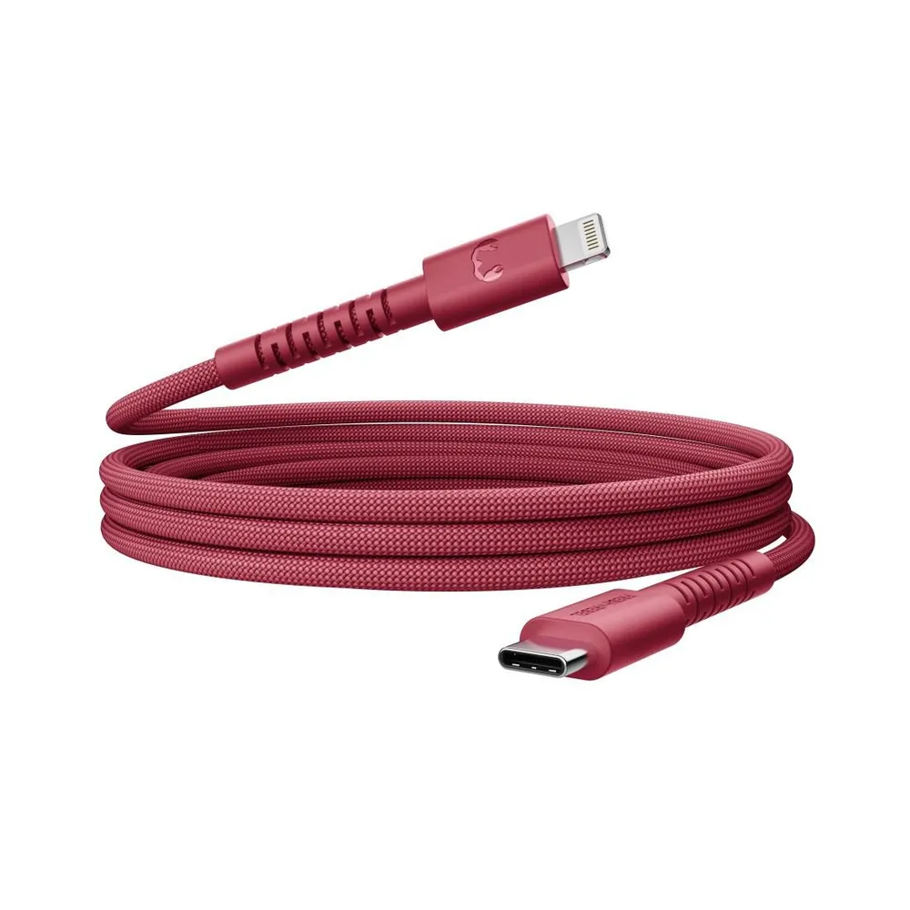 "USB-C zu Lightning silicone geflochtenes Kabel ""FlexWave"" 2m, Berry Red (00231910)"