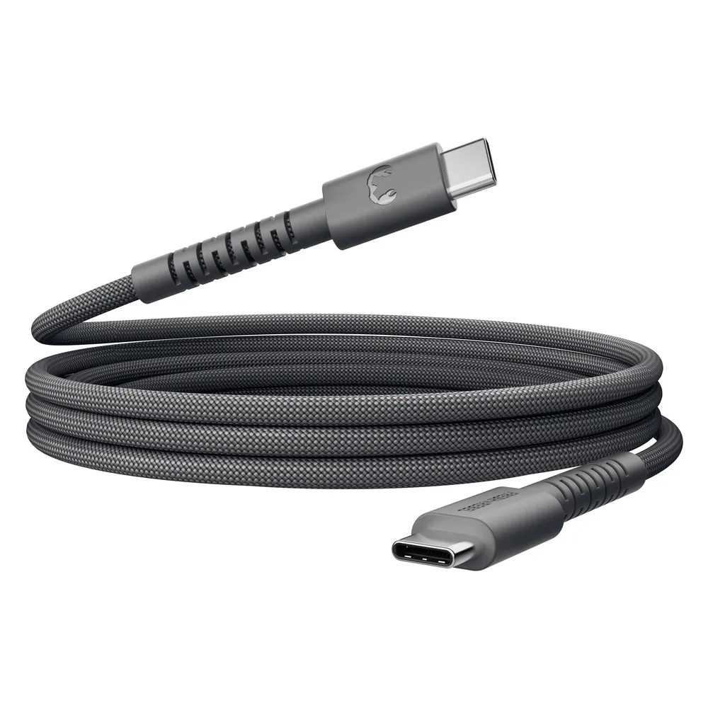 USB-C zu USB-C silikon geflochtenes Kabel "FlexWave" 2m, 100W Storm Grey
