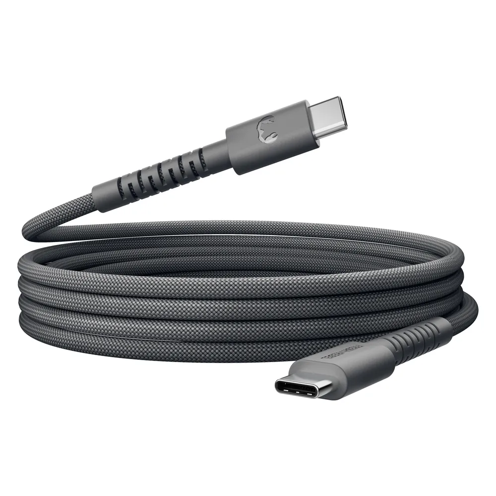 USB-C zu USB-C silikon geflochtenes Kabel "FlexWave" 3m, 100W, Storm Grey