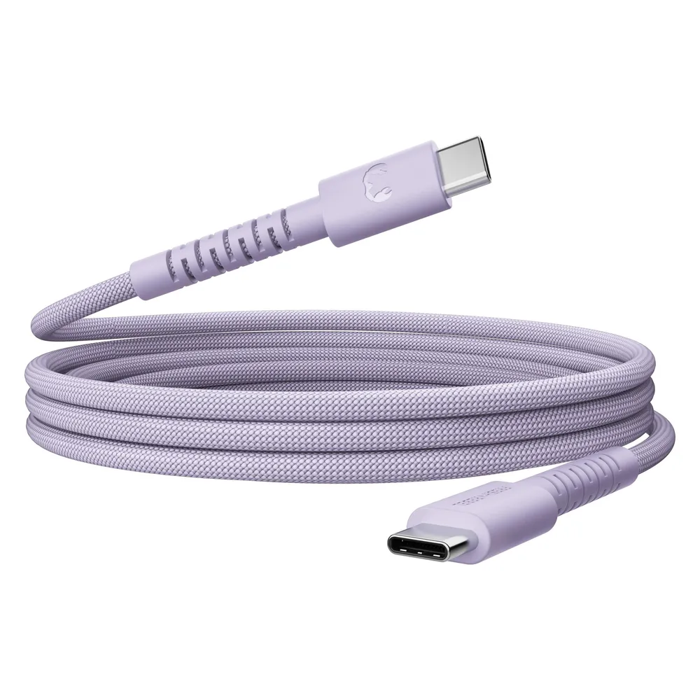 USB-C zu USB-C silikon geflochtenes Kabel "FlexWave" 2m, 100W Dreamy Lilac