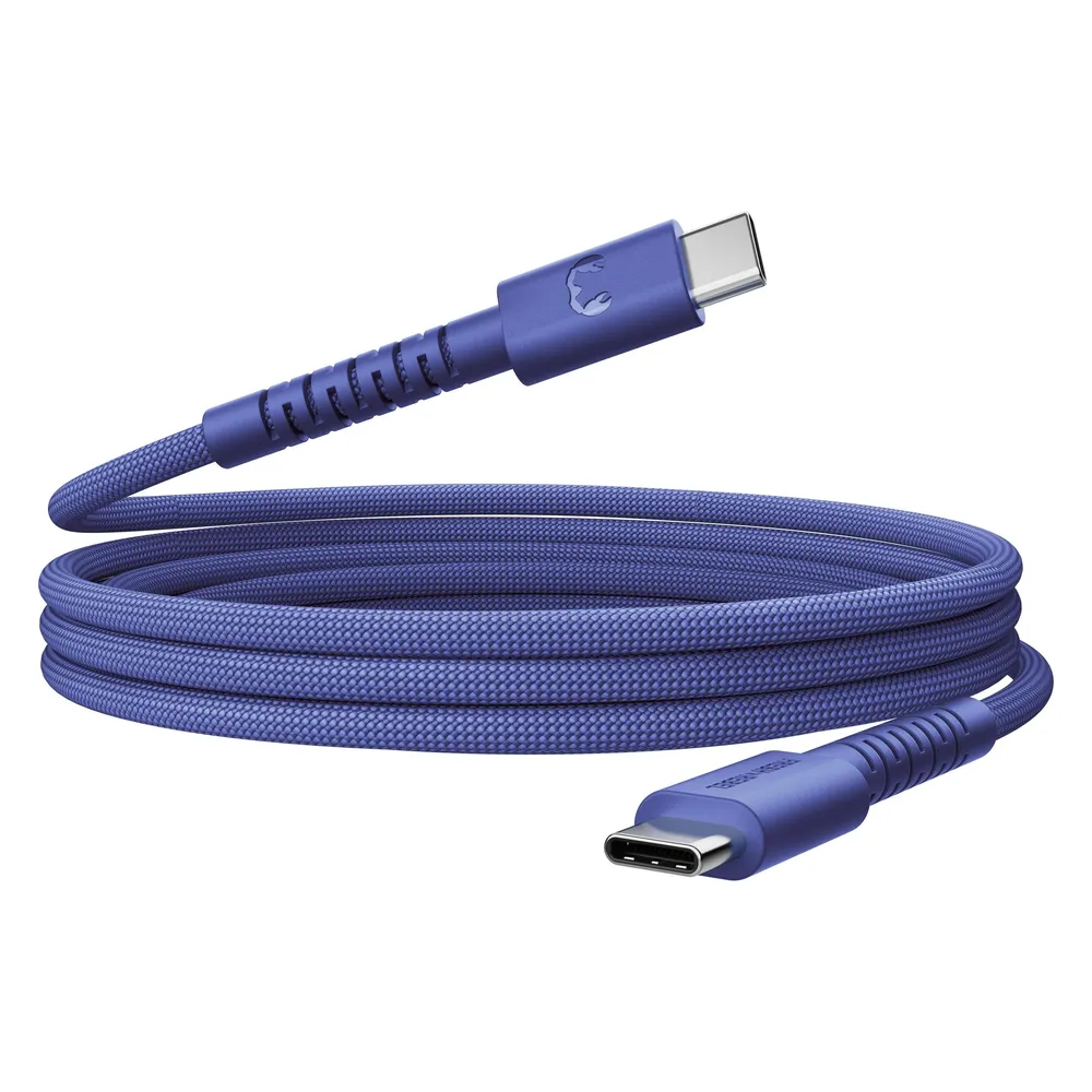 USB-C zu USB-C silikon geflochtenes Kabel "FlexWave" 2m, 100W True Blue