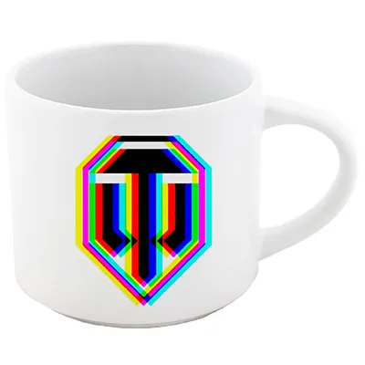 Keramiktasse World Of Tanks 3D Holografisches Logo Weiss