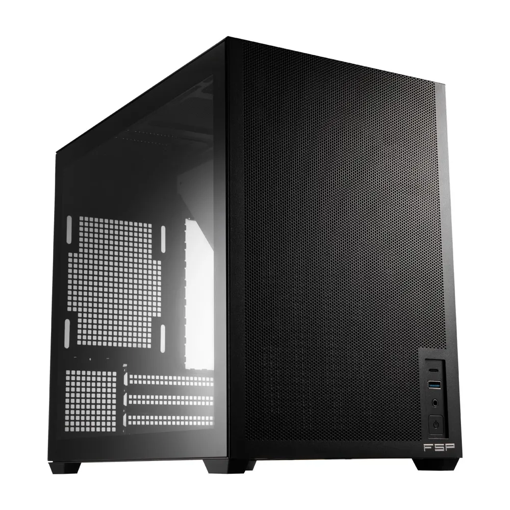Gehäuse FSP S210-B Mini Tower Schwarz Gehärtetes Glas mITX/mATX