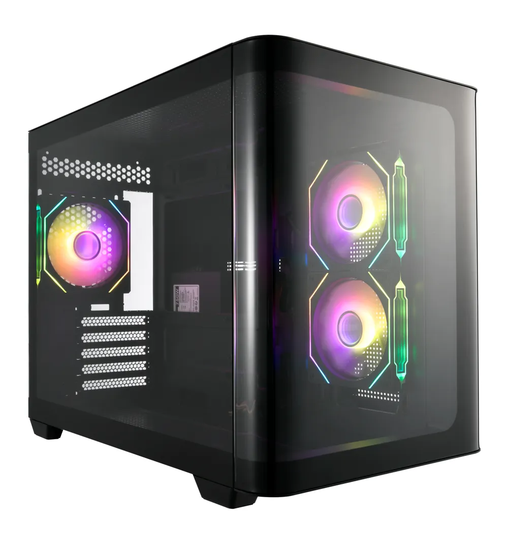 PC-Gehäuse FSP S380 Mini Tower mATX/mITX Schwarz ARGB Gebogenes Glas