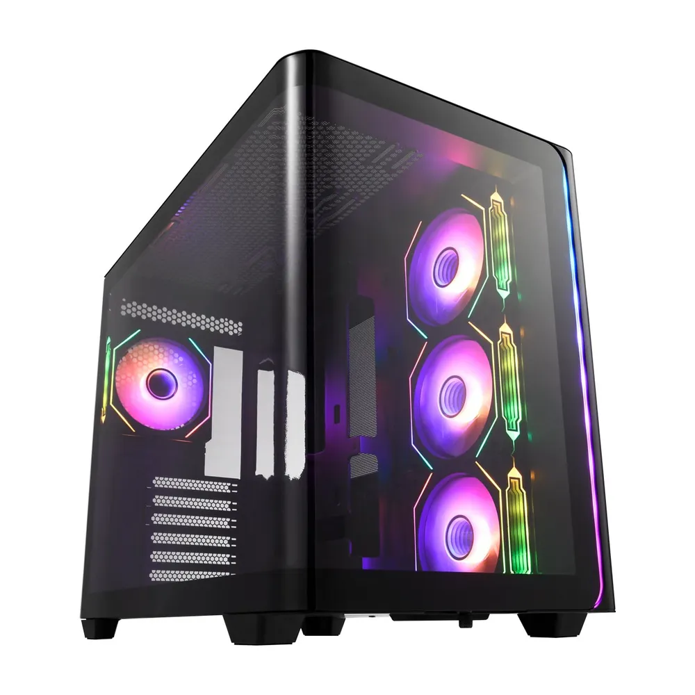 PC-Gehäuse FSP M580-BA Midi Tower Schwarz ARGB Gehärtetes Glas
