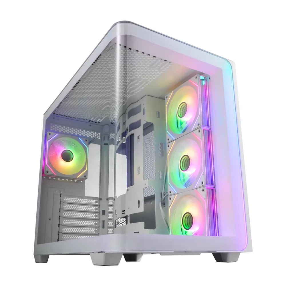 PC-Gehäuse FSP M580-WA Midi Tower Weiß ARGB Gehärtetes Glas