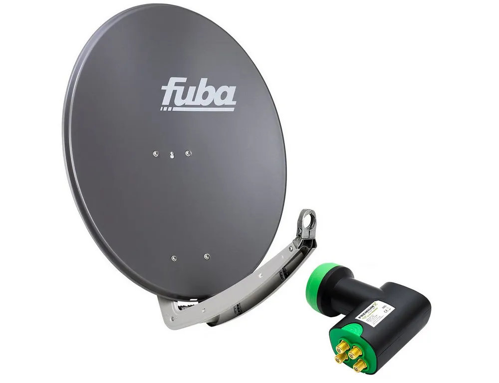 fuba Fuba Alu Anthrazit DAA 780 A Green Diamond Quad LNB GDQS 4K UHD SAT-Antenne
