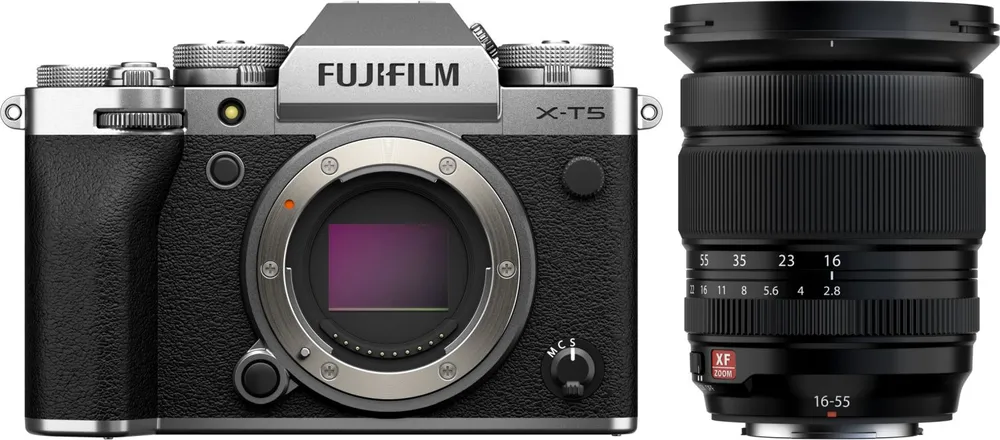Fujifilm X-T5 Gehäuse silber + XF 16-55mm f2.8 R LM WR II