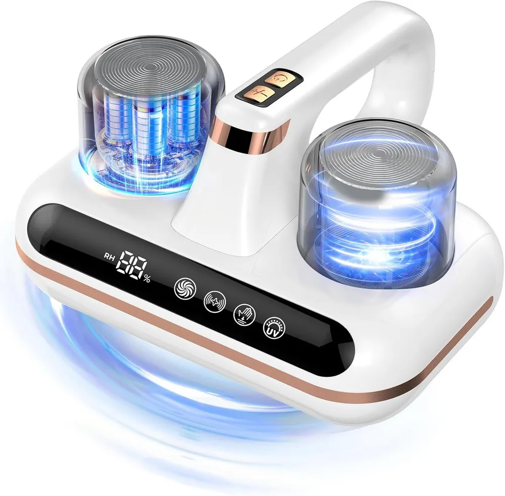 Futicare Matratzenreinigungsgerät Milbensauger für Matratzen, 5-IN-1 Antimilben-Staubsauger, mit UV-C-Licht, 16000Pa Saugleistung, HEPA-Filter, entfernt 99,9 % aller Milben