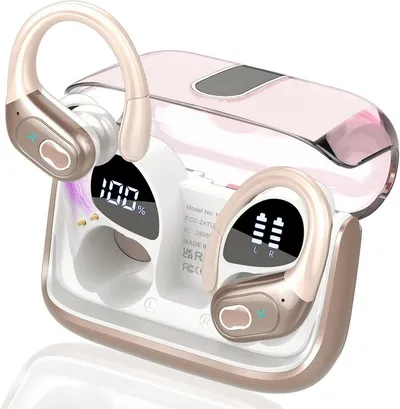 Futicare Sportkopfhörer Bluetooth 5.4 mit Ohrbügel,ENC-Mikrofon und 75 Std.Akku In-Ear-Kopfhörer (kabelloses Headset mit Dual-LED, IPX7 für Laufen, Fitness & Alltag, physische Tastensteuerung gegen versehentliche Berührungen)
