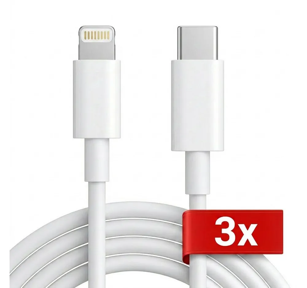 Futurea 3x USB-C Lightning iPhone Ladekabel 20W schnelles Aufladen 1m Lightningkabel, USB-C, Lightning, USB Typ C, für iPhone 14/13/12/11/X/8/7/6, iPad, iPod & AirPods