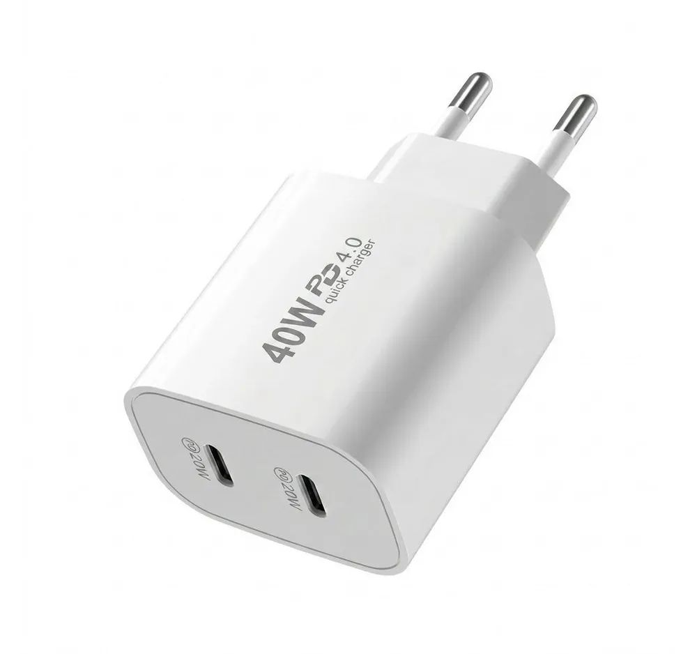 Futurea 40W Ladestecker Dual Fast-Charging Schnellladegerät Smartphone-Ladegerät (Packung, 1-tlg., Gleichzeitig zwei Geräte laden, Dual-Anschluss mit USB-A und USB-C)