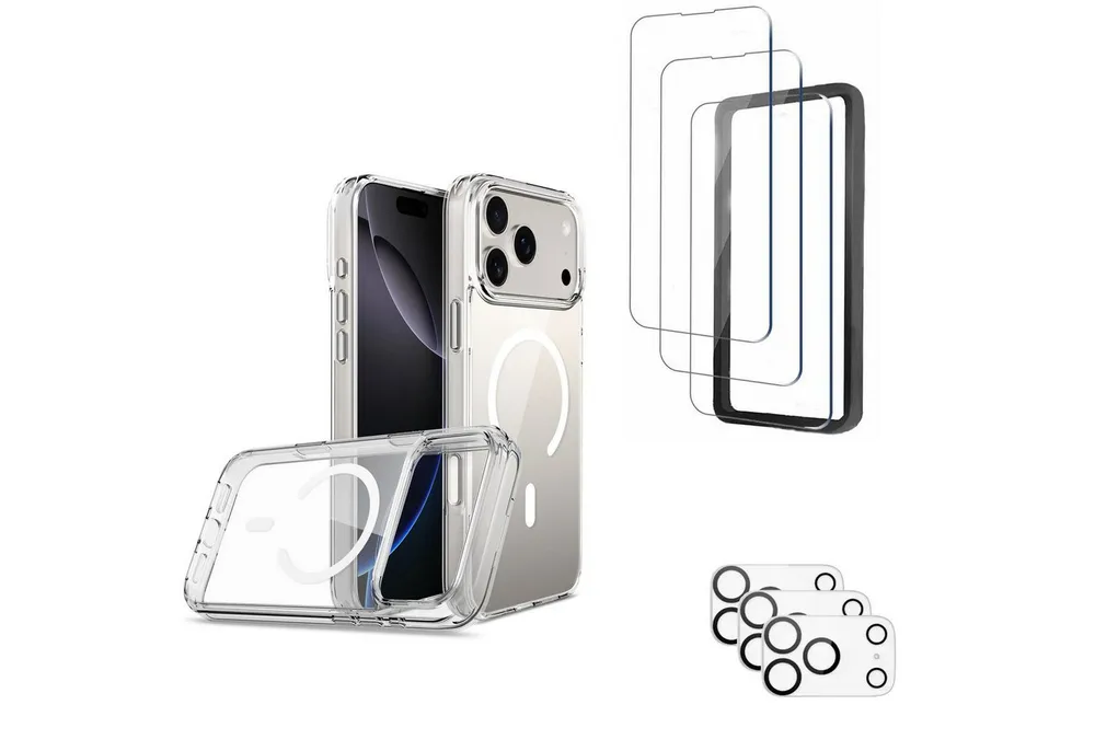 Futurea Smartphone-Hülle iPhone 17 Hülle Transparent MagSafe Case Silkonhülle mit Schutzfolie, Panzerglas und Kameraschutzglas für iPhone 17 Air Pro Max