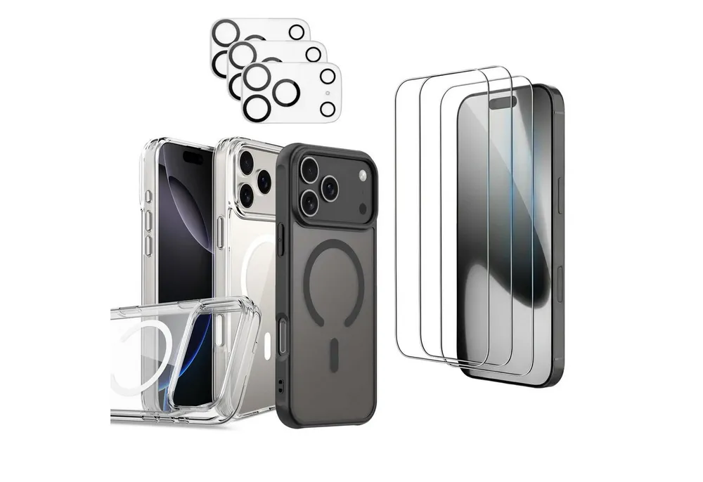 Futurea Smartphone-Hülle iPhone 17 MagSafe Schutzhüllen Case mit 3x Panzerglas und Kameraschutz 6,3 - 6,9 Zoll, für Apple iPhone 17 Air, Pro, Pro Max mit 3x Panzer- Kameraschutzglas