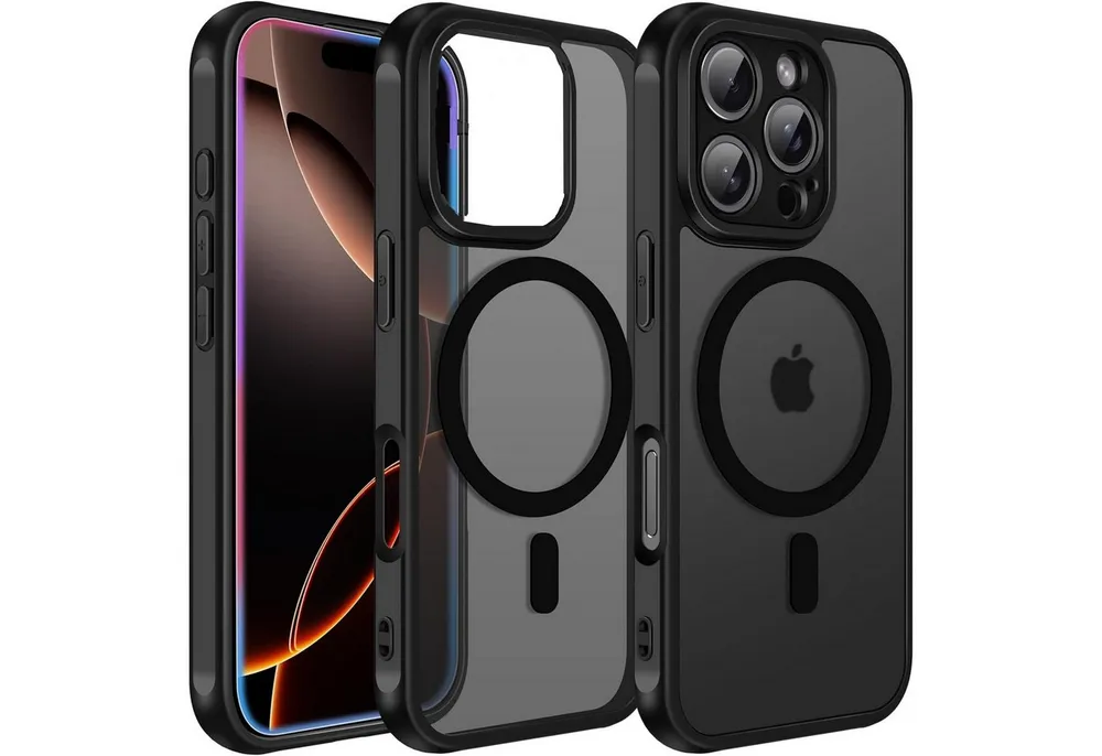 Futurea Smartphone-Hülle iPhone Hülle Schwarz MagSafe Case Frosted-Black, für iPhone 17 Air, iPhone 17 Pro, iPhone 17 Pro Max & iPhone 16