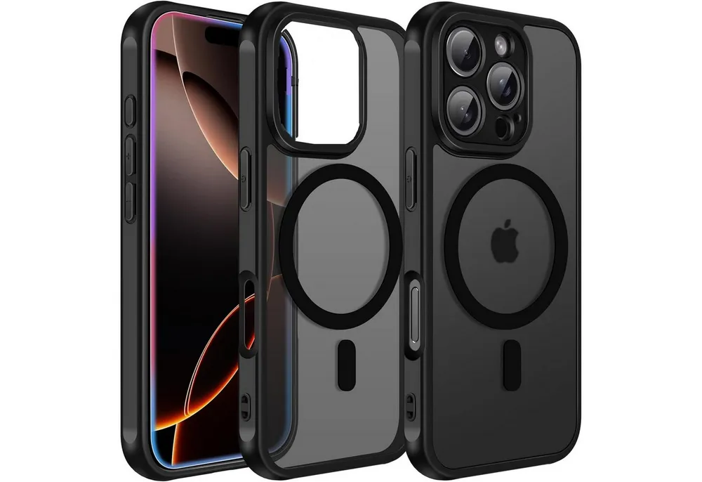 Futurea Smartphone-Hülle iPhone Hülle Schwarz MagSafe Case Frosted-Black, für iPhone 17 Air, iPhone 17 Pro, iPhone 17 Pro Max & iPhone 16