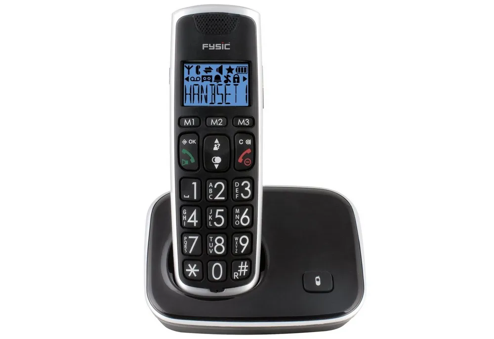 Fysic FX-6020 Seniorentelefon (Mobilteile: 1-2, Netzspannung 100-240 V AC, Seniorentelefon mit großen Tasten, Hörgerätkompatibel, 10h Sprechzeit)