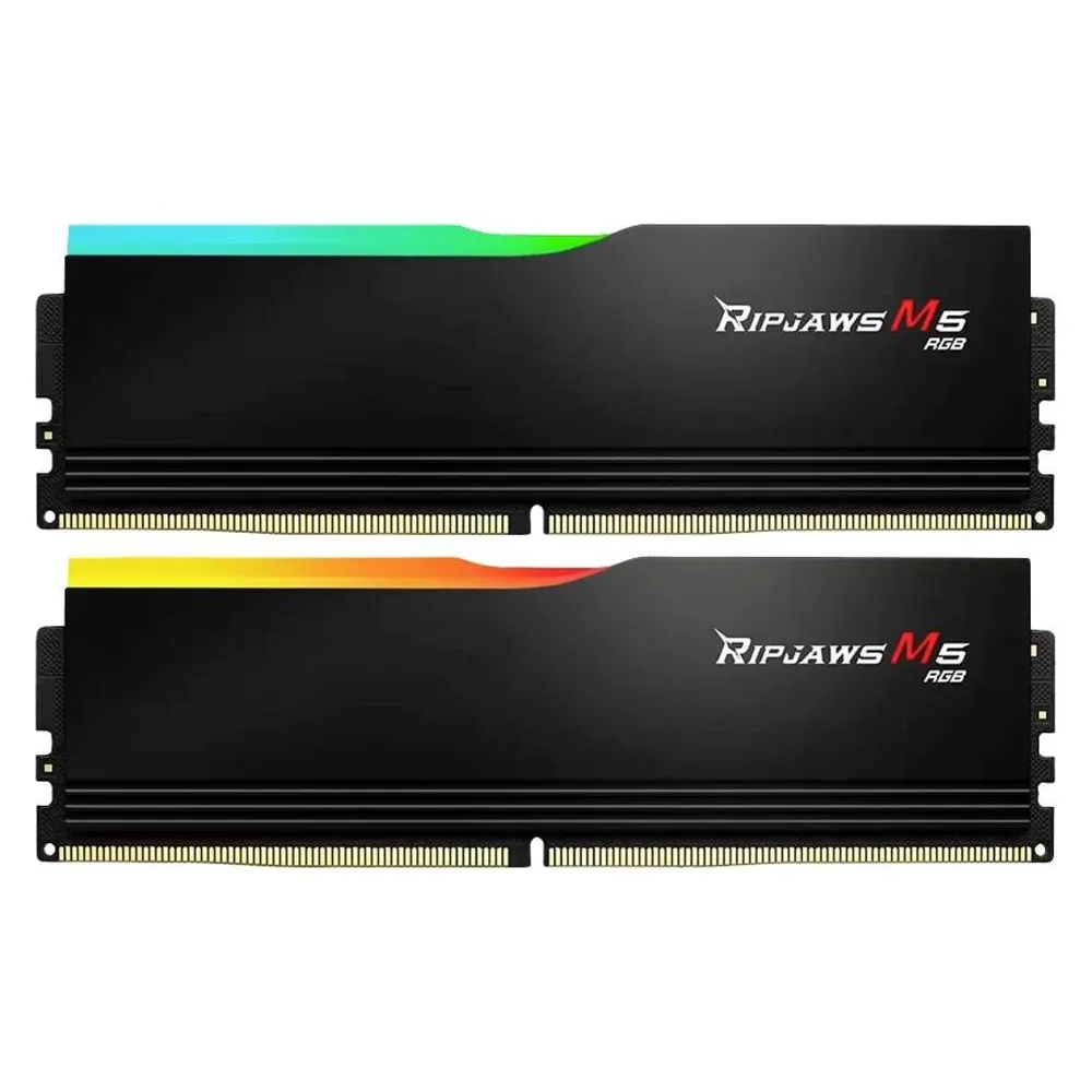 Memoria RAM G.Skill Ripjaws M5 RGB F5-5200J4040A24GX2-RM5RK 48GB 2x24GB DDR5 5200MHz CL40 RGB Intel XMP Schwarz Kit