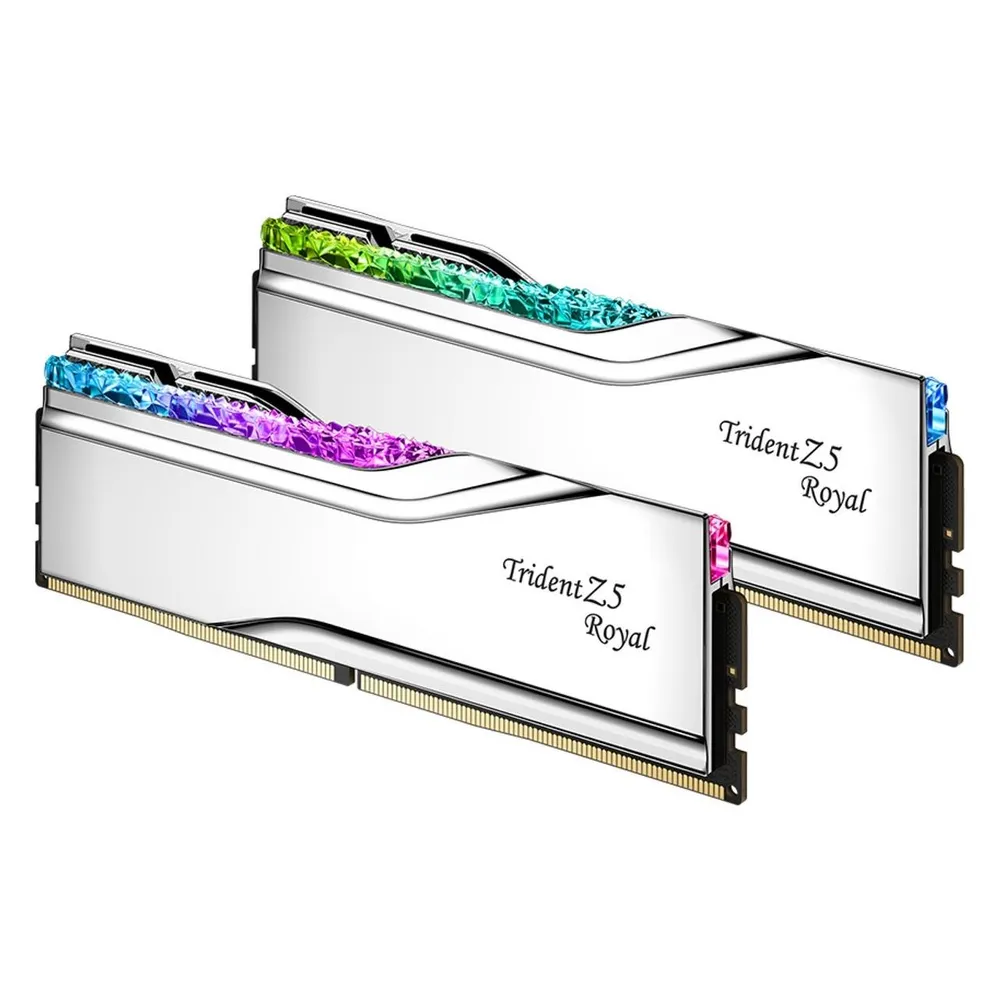 Memoria RAM G.Skill Trident Z5 Royal F5-6000J2836G16GX2-TR5S 32GB 2x16GB DDR5 6000MHz CL28 XMP EXPO Silber