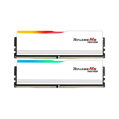 Memoria RAM G.Skill Ripjaws M5 RGB F5-6000J2836G32GX2-RM5NRW 64GB 2x32GB DDR5 6000MHz CL28 AMD EXPO Weiß